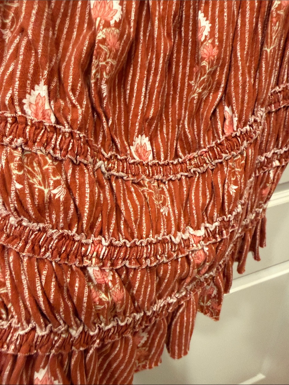 Free People Rust-Red Floral Smocked Cami - Picture 6 of 16